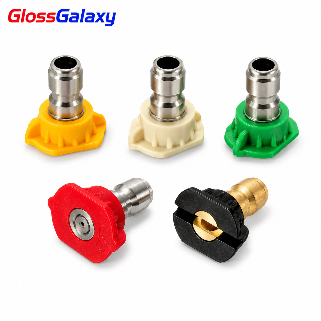 Combo 5 Pcs Multiple Degree Washer Spray Nozzle Tips with 1/4 Quick Connector | Stainless Steel | Brass | 5 PCS