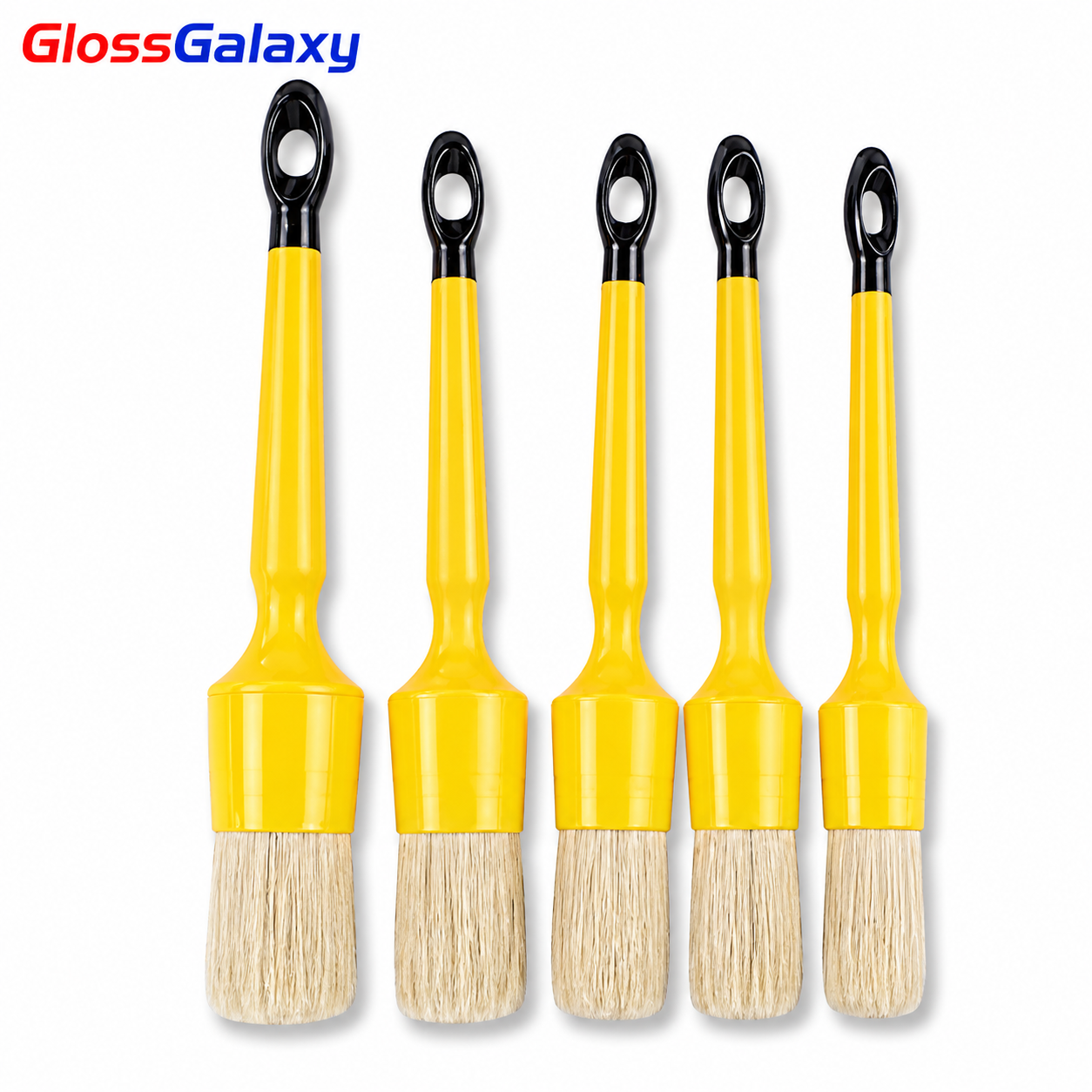 Professional detailing Brown Brush Set (Set of 5) Kit for Automotive Cleaning
