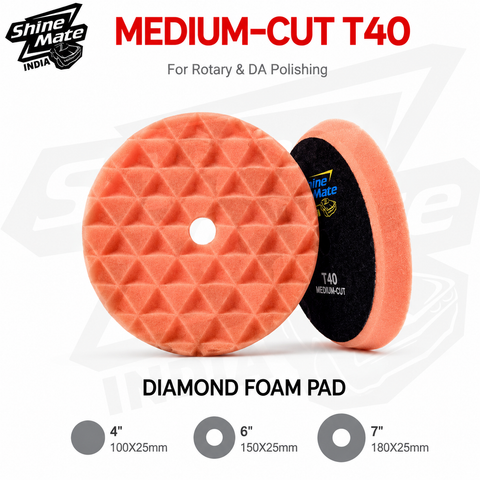 ShineMate T40 Orange Medium-Cut Foam Polishing Pad